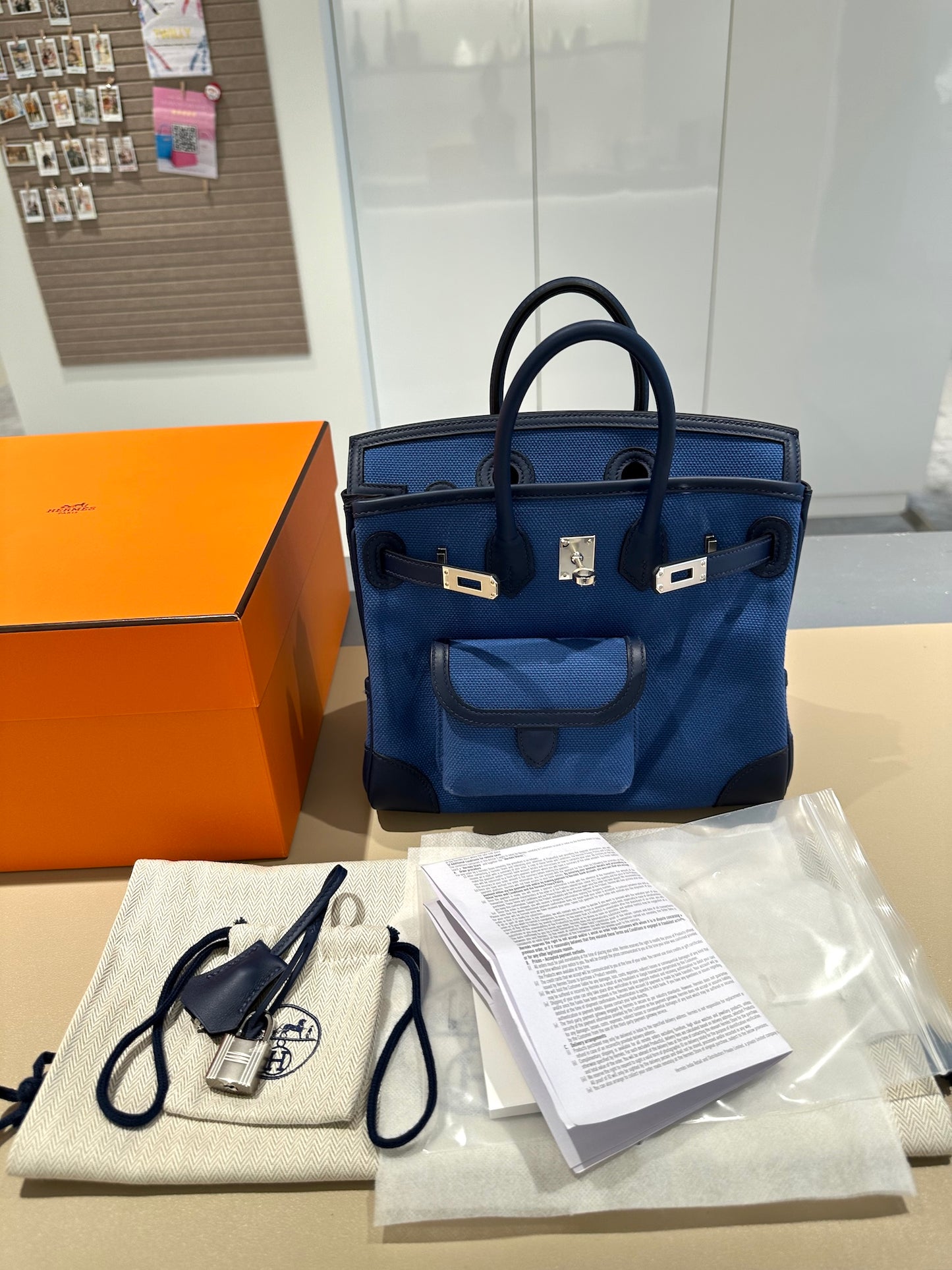 HERMÈS Limited Edition Birkin Cargo 25 Bleu Egee Toile Goeland canvas Swift Palladium hardware K (2025)