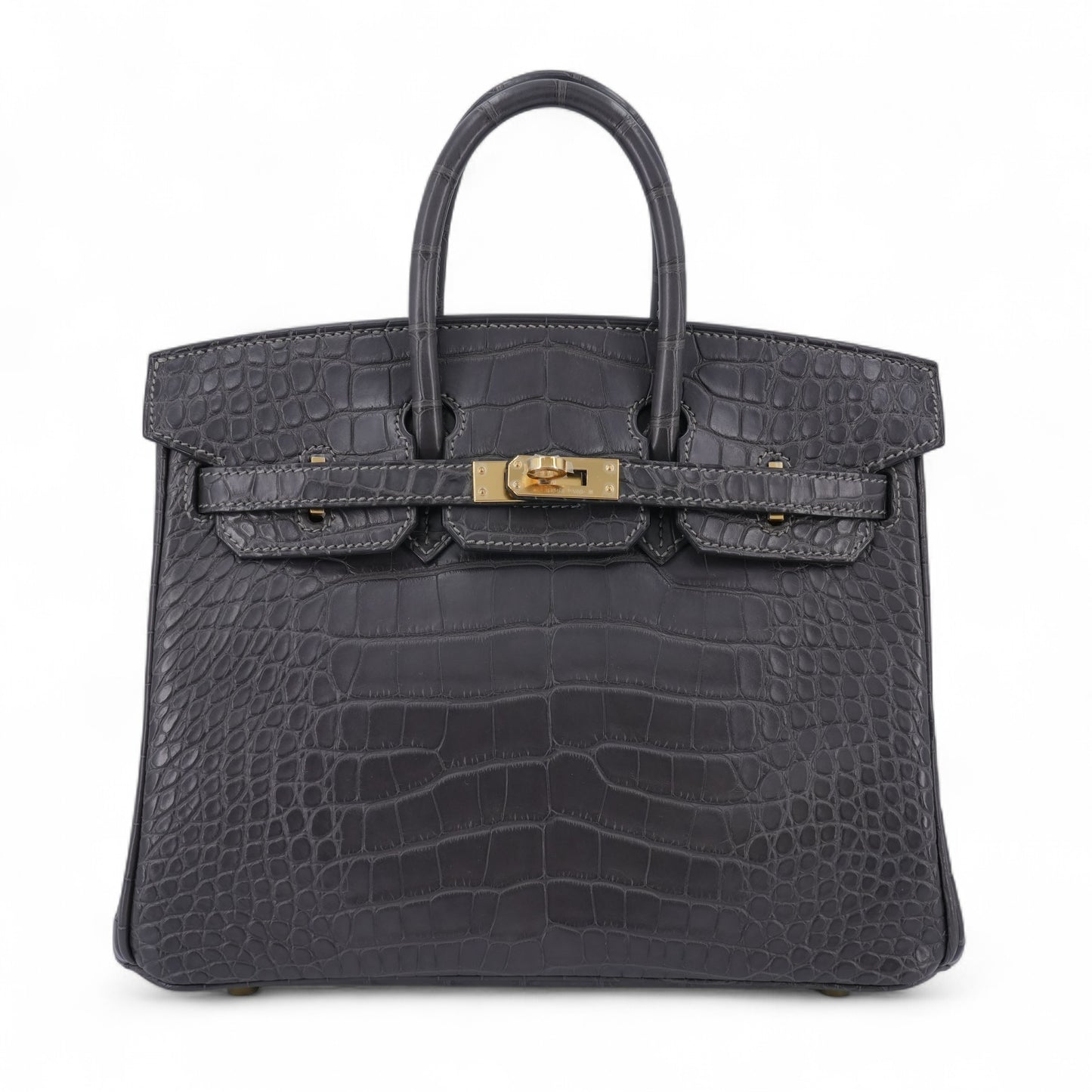 HERMÈS Birkin 25 Graphite (88) Matte Alligator Gold hardware K (2025)