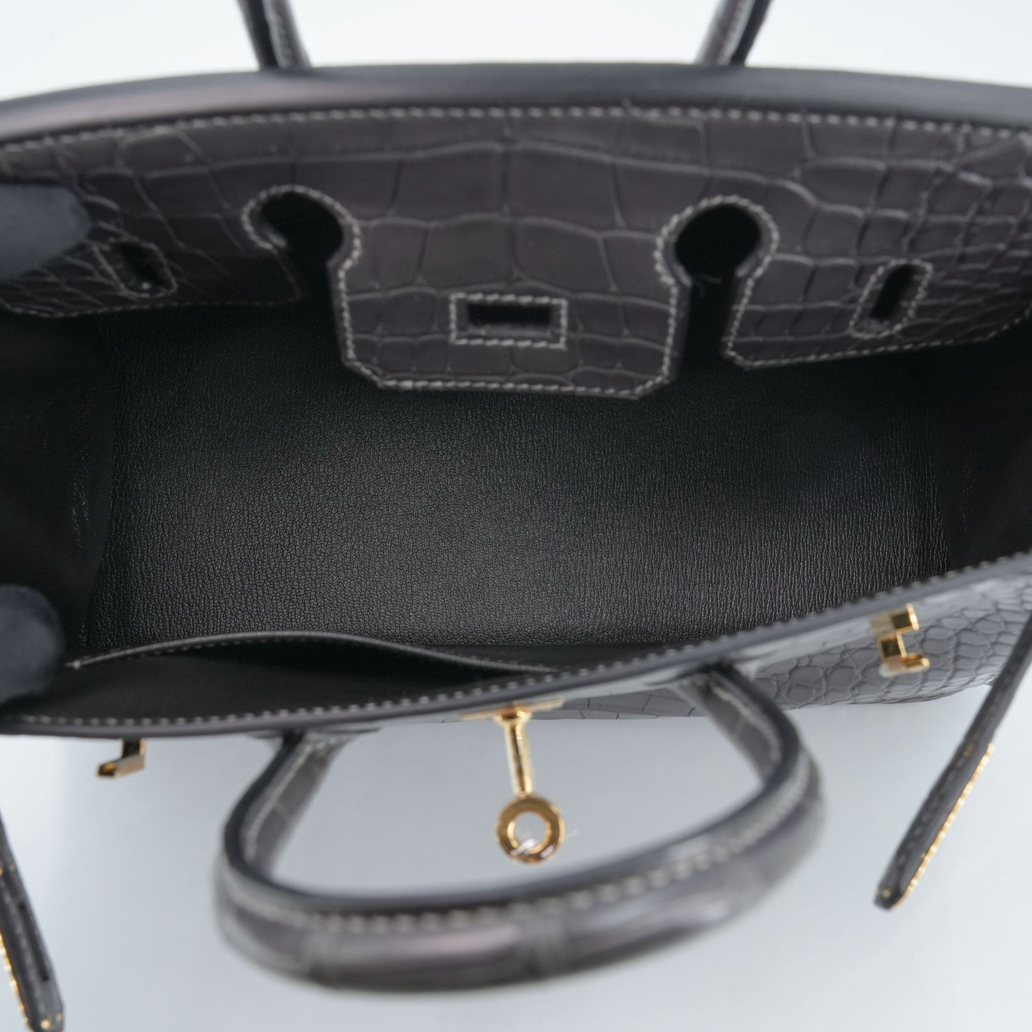 HERMÈS Birkin 25 Graphite (88) Matte Alligator Gold hardware K (2025)