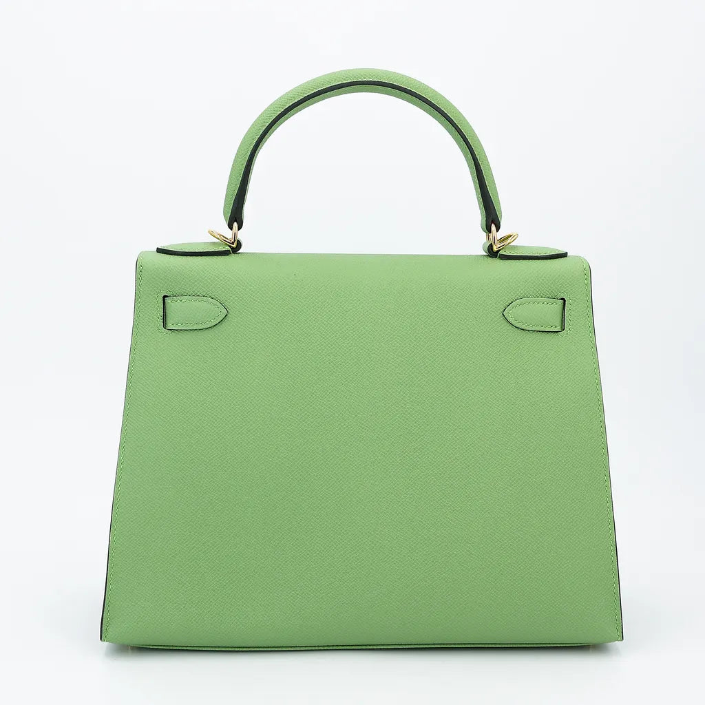 HERMÈS Kelly 28 Sellier Vert Criquet (3I) Epsom Gold hardware D (2019)