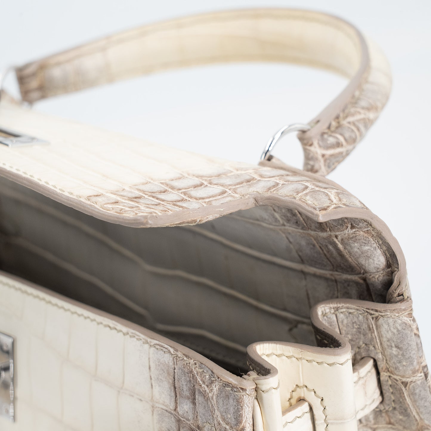 HERMÈS Limited Edition Kelly 25 Himalaya Matte Niloticus Crocodile Diamond White Gold hardware Z (2021)