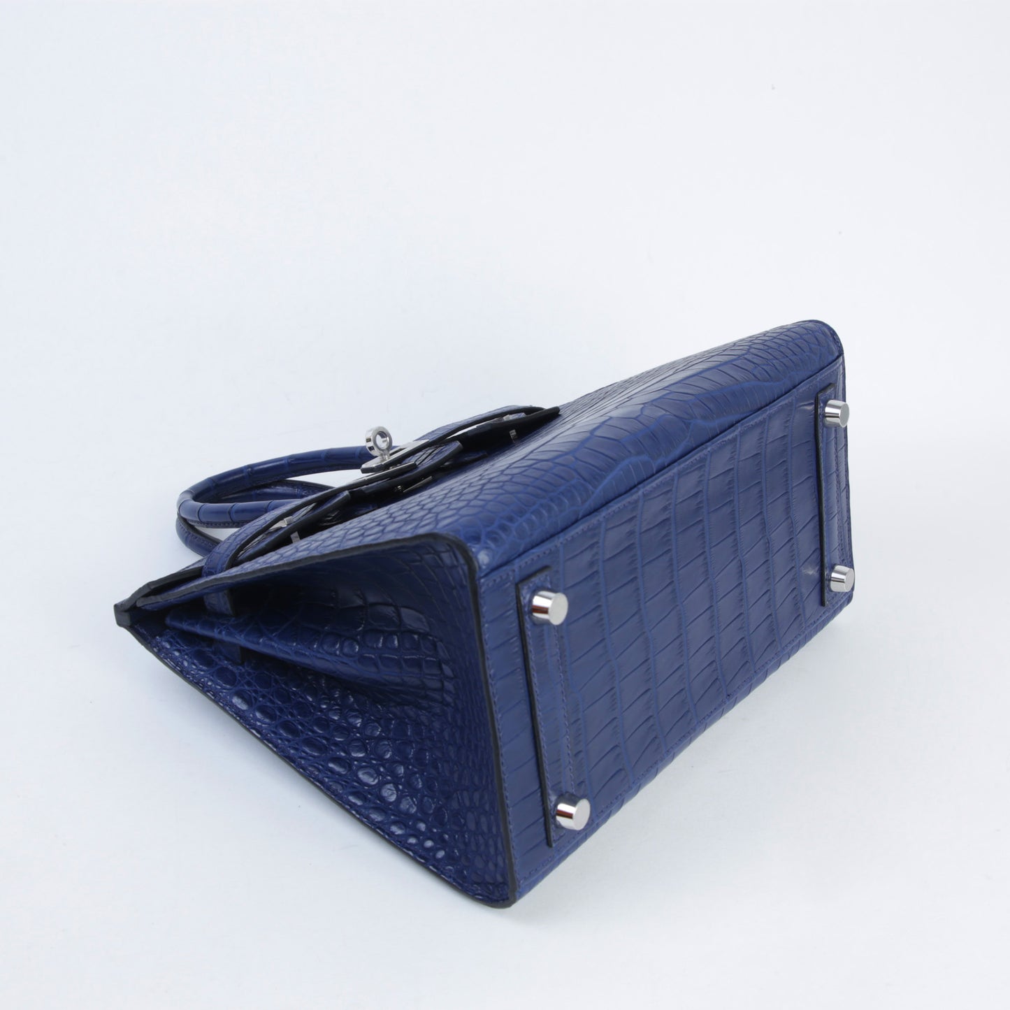 HERMÈS Birkin 25 Sellier Bleu Saphir (73) Matte Alligator Palladium hardware K (2025)