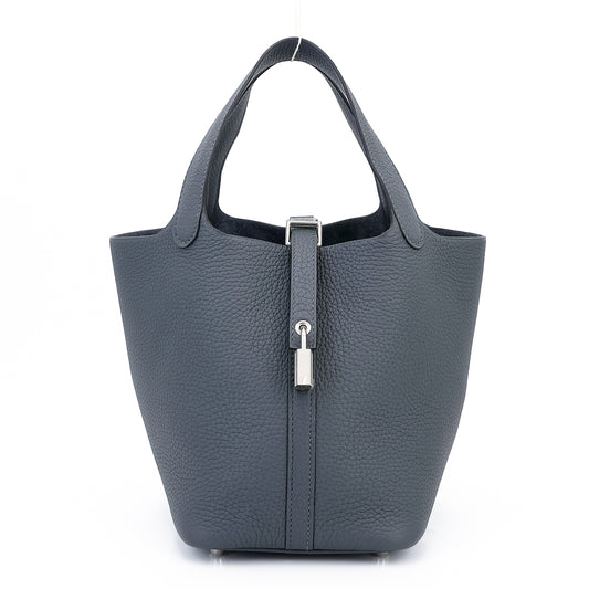 HERMÈS Picotin Lock PM Gris misty (H0) Clemence Palladium hardware W (2024)