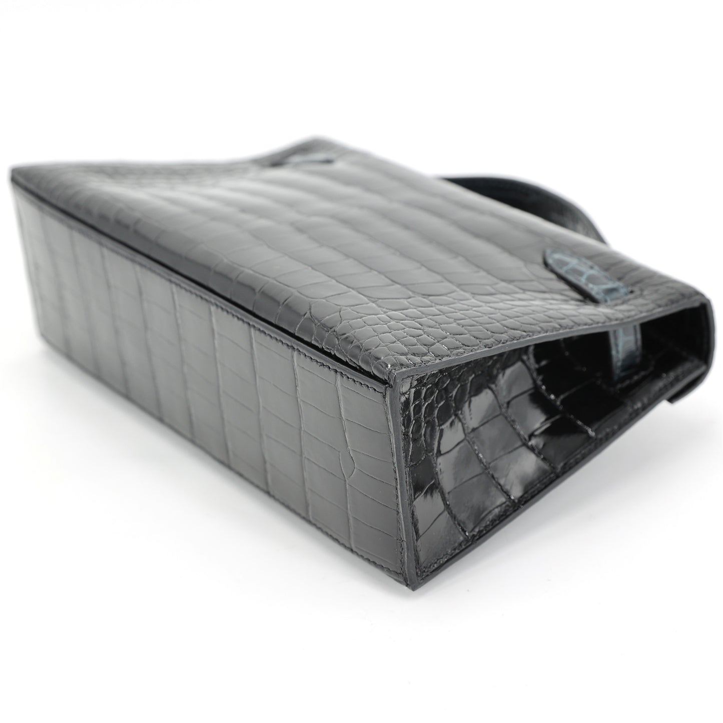 HERMÈS Special Order Kelly Pochette HSS Vert Rousseau (V0) Noir (89) Shiny Alligator Palladium hardware K (2025)