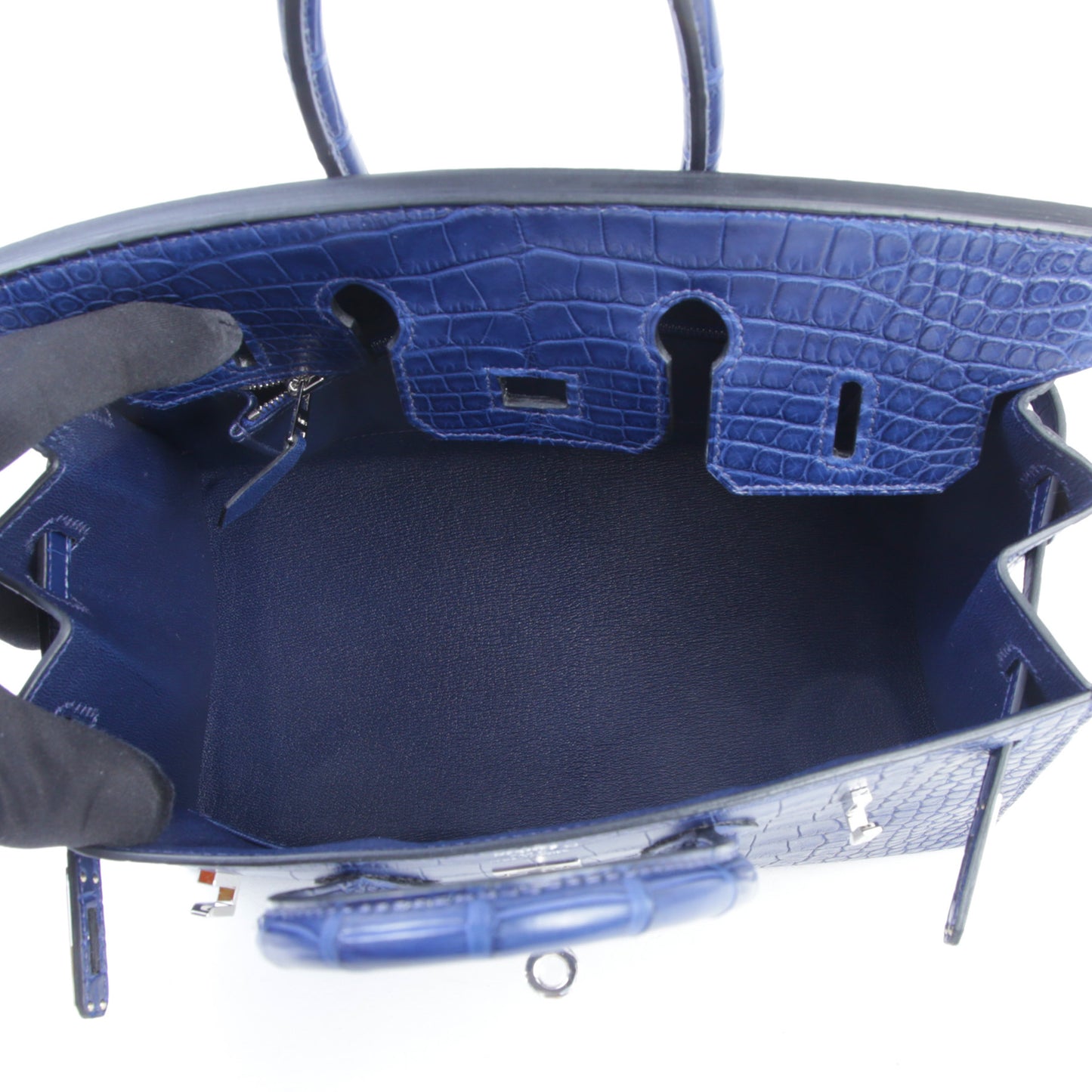 HERMÈS Birkin 25 Sellier Bleu Saphir (73) Matte Alligator Palladium hardware K (2025)