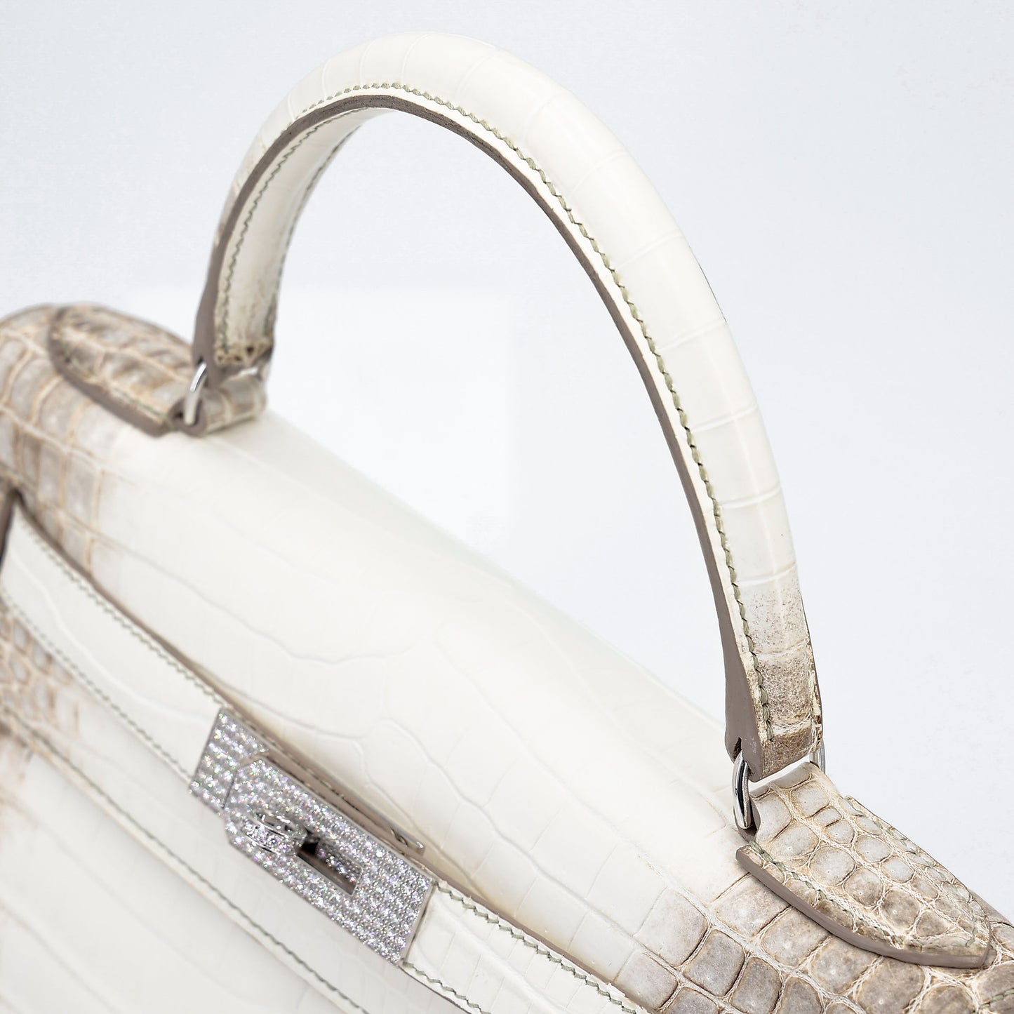 HERMÈS Limited Edition Kelly 28 Himalaya Matte Niloticus Crocodile Diamond White Gold hardware Z (2021)
