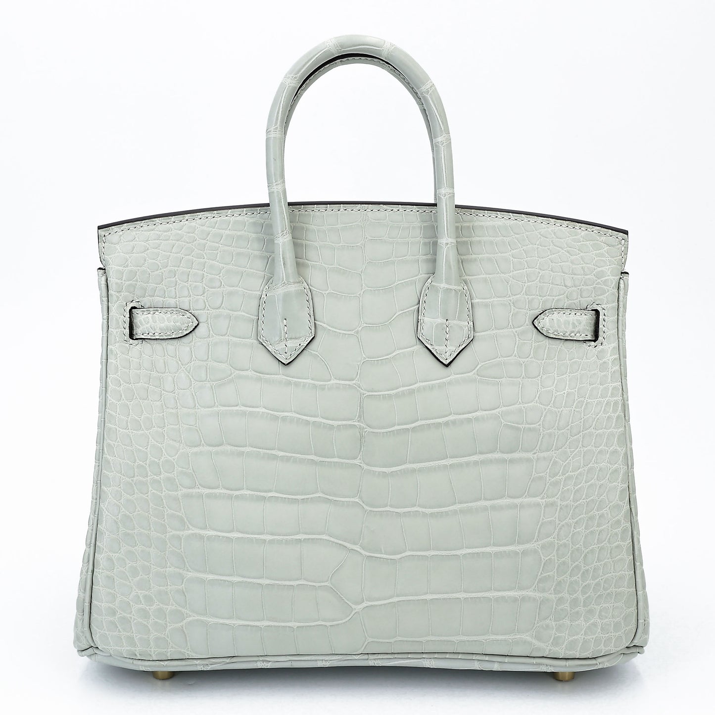 HERMÈS Birkin 25 Gris Neve (0W) Matte Alligator Gold hardware K (2025)