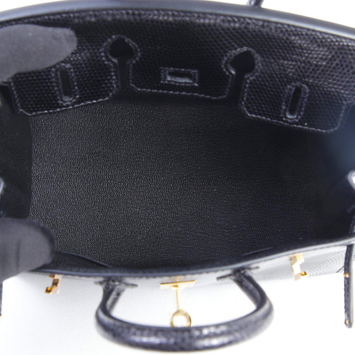 HERMÈS Birkin 20 Noir (89) Lizard Gold hardware B (2023)