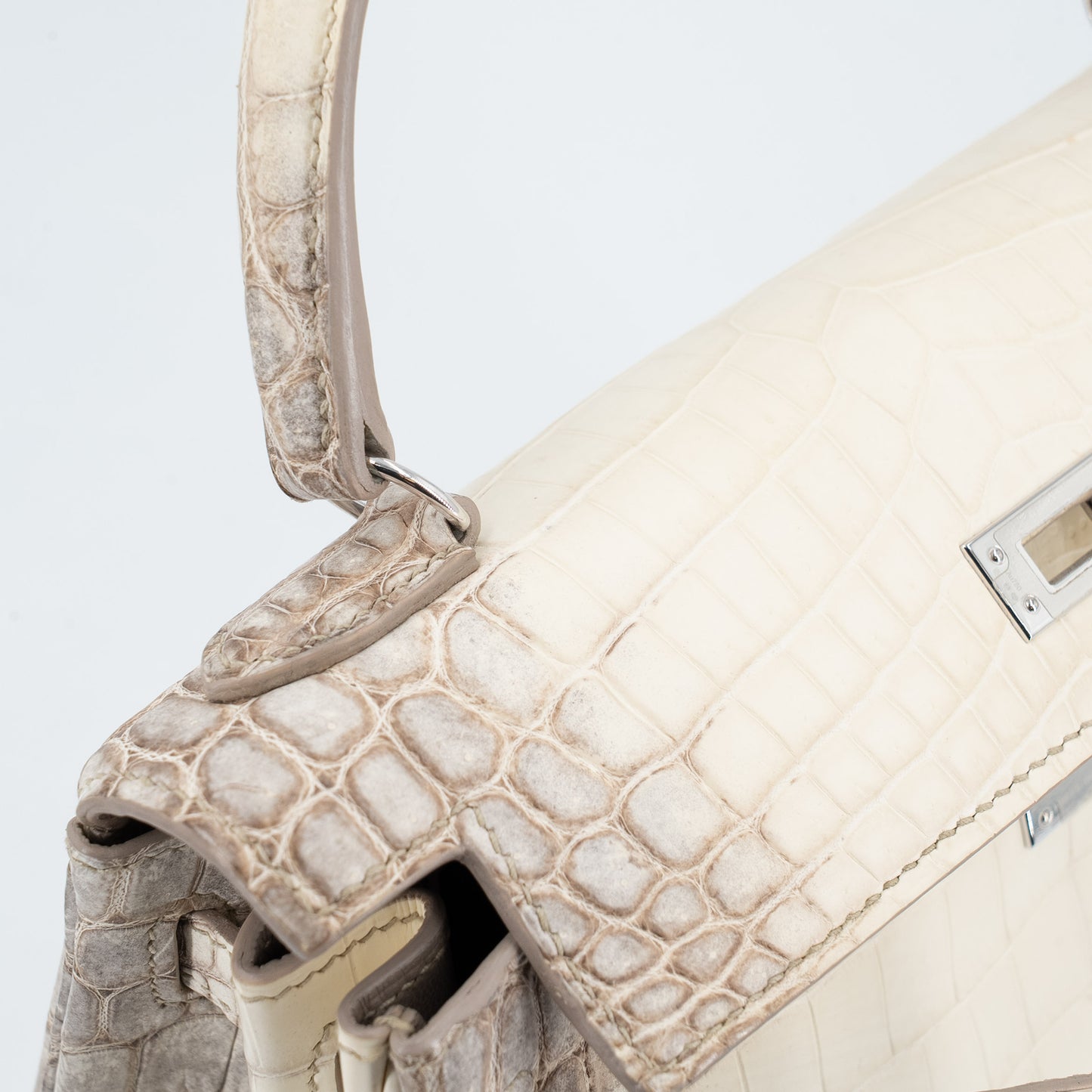 HERMÈS Limited Edition Kelly 25 Himalaya Matte Niloticus Crocodile Diamond White Gold hardware Z (2021)