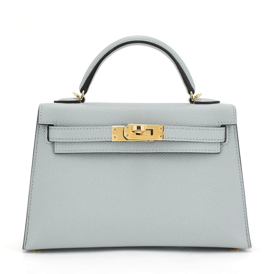 HERMÈS Mini Kelly II Bleu Glacier (8U) Epsom Gold hardware K (2025)