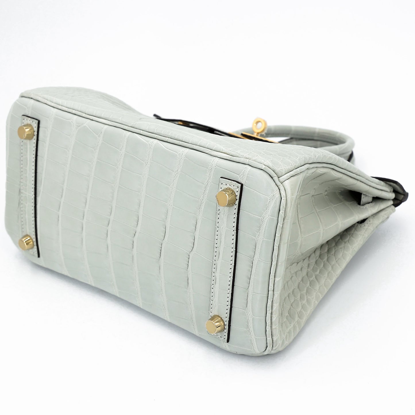 HERMÈS Birkin 25 Gris Neve (0W) Matte Alligator Gold hardware K (2025)