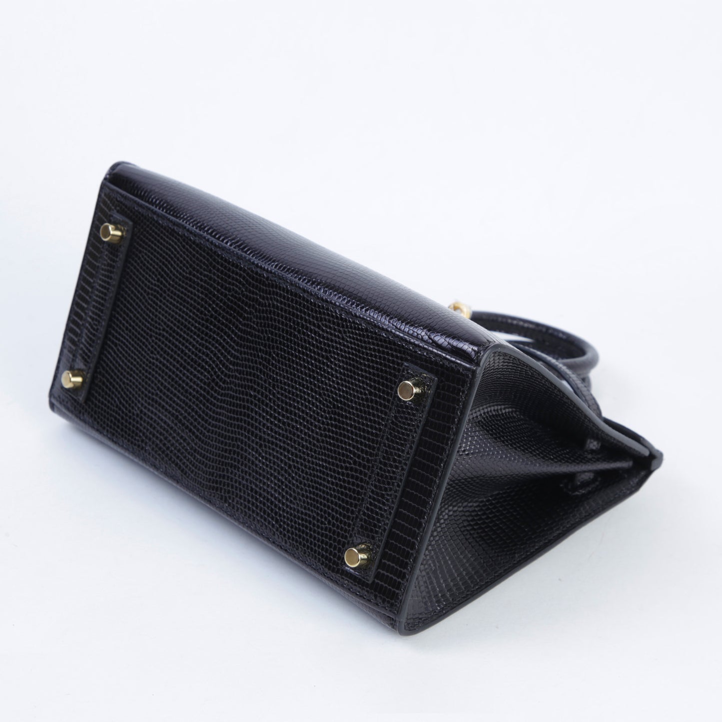 HERMÈS Birkin 20 Noir (89) Lizard Gold hardware B (2023)