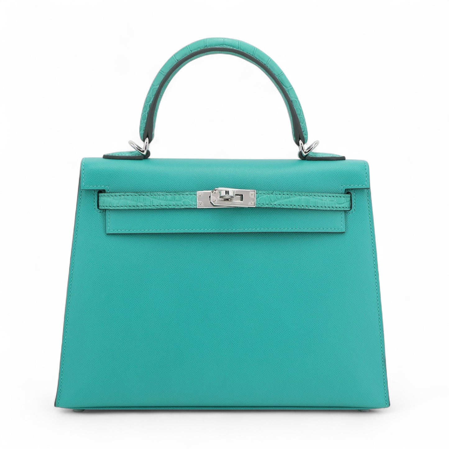 HERMÈS Kelly 25 Sellier Touch Vert Jade (O6) Madame Alligator Palladium hardware W (2024)