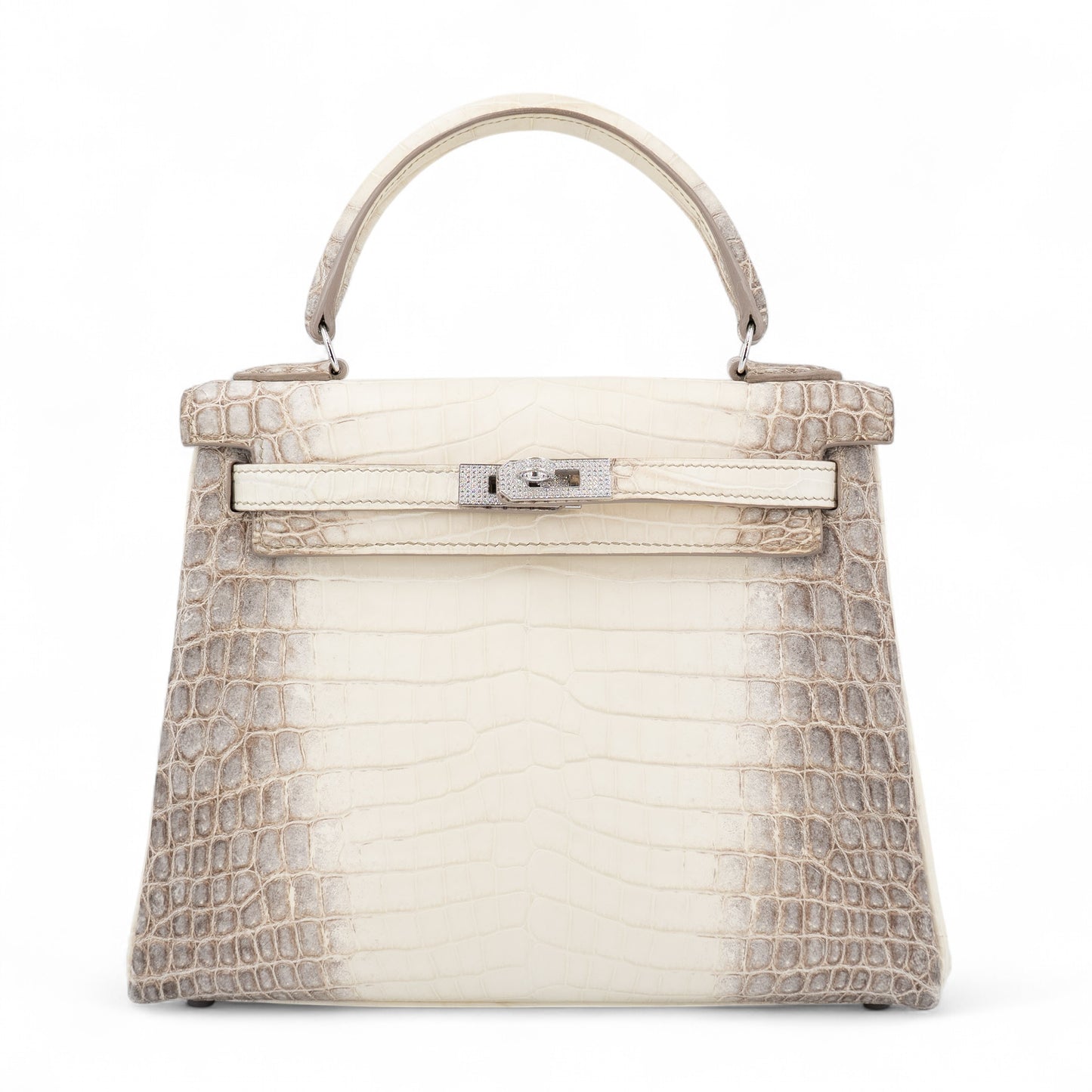 HERMÈS Limited Edition Kelly 25 Himalaya Matte Niloticus Crocodile Diamond White Gold hardware Z (2021)