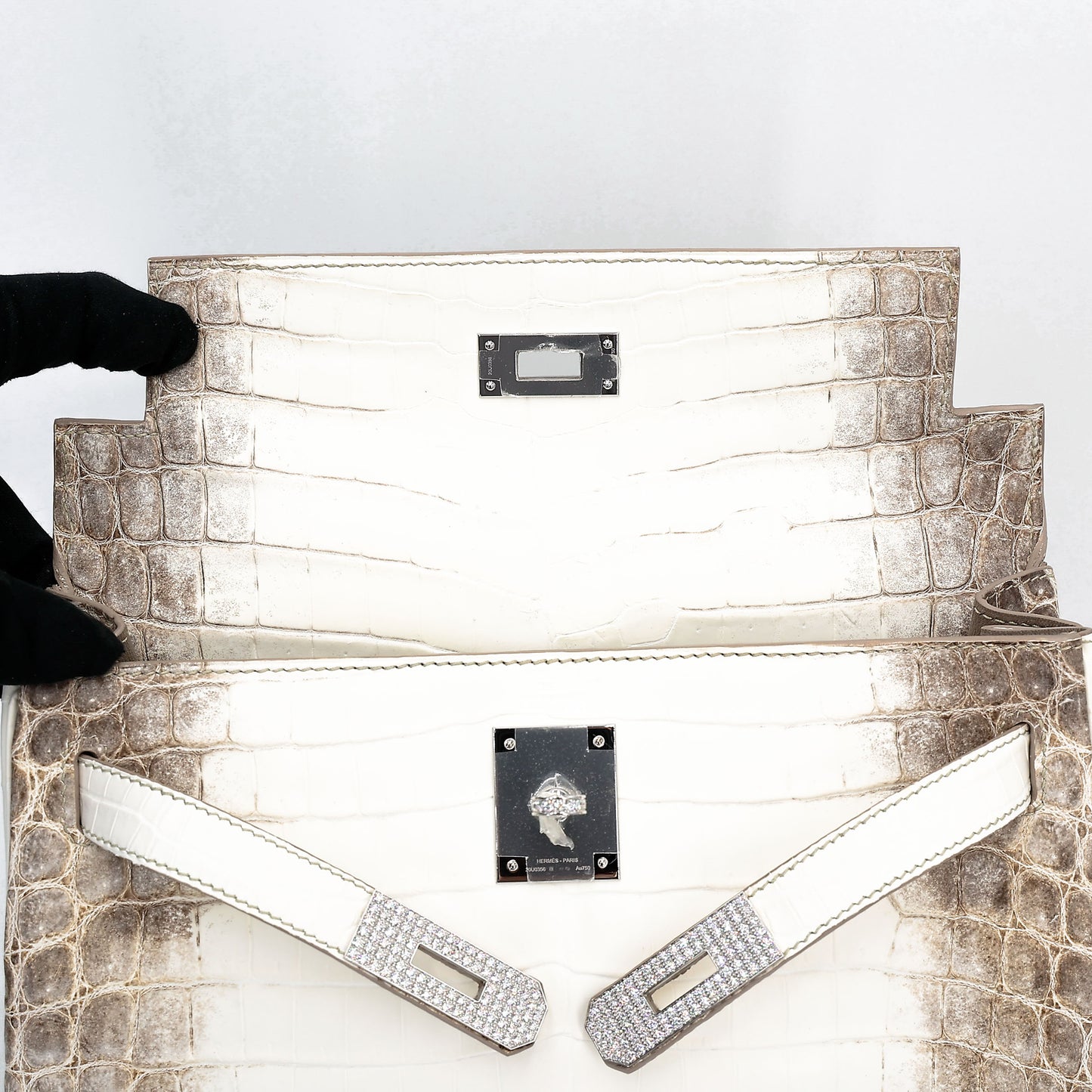 HERMÈS Limited Edition Kelly 28 Himalaya Matte Niloticus Crocodile Diamond White Gold hardware Z (2021)