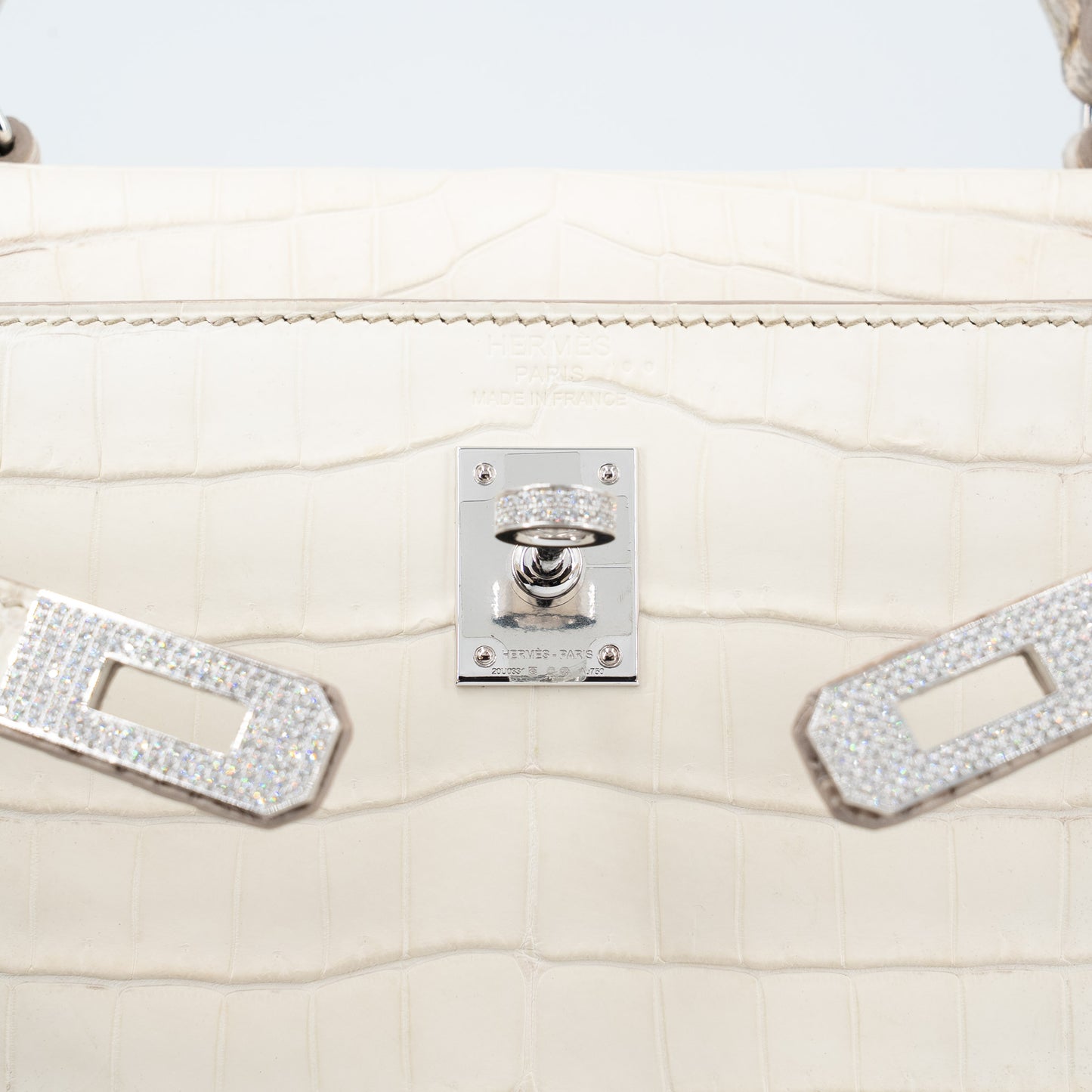 HERMÈS Limited Edition Kelly 25 Himalaya Matte Niloticus Crocodile Diamond White Gold hardware Z (2021)