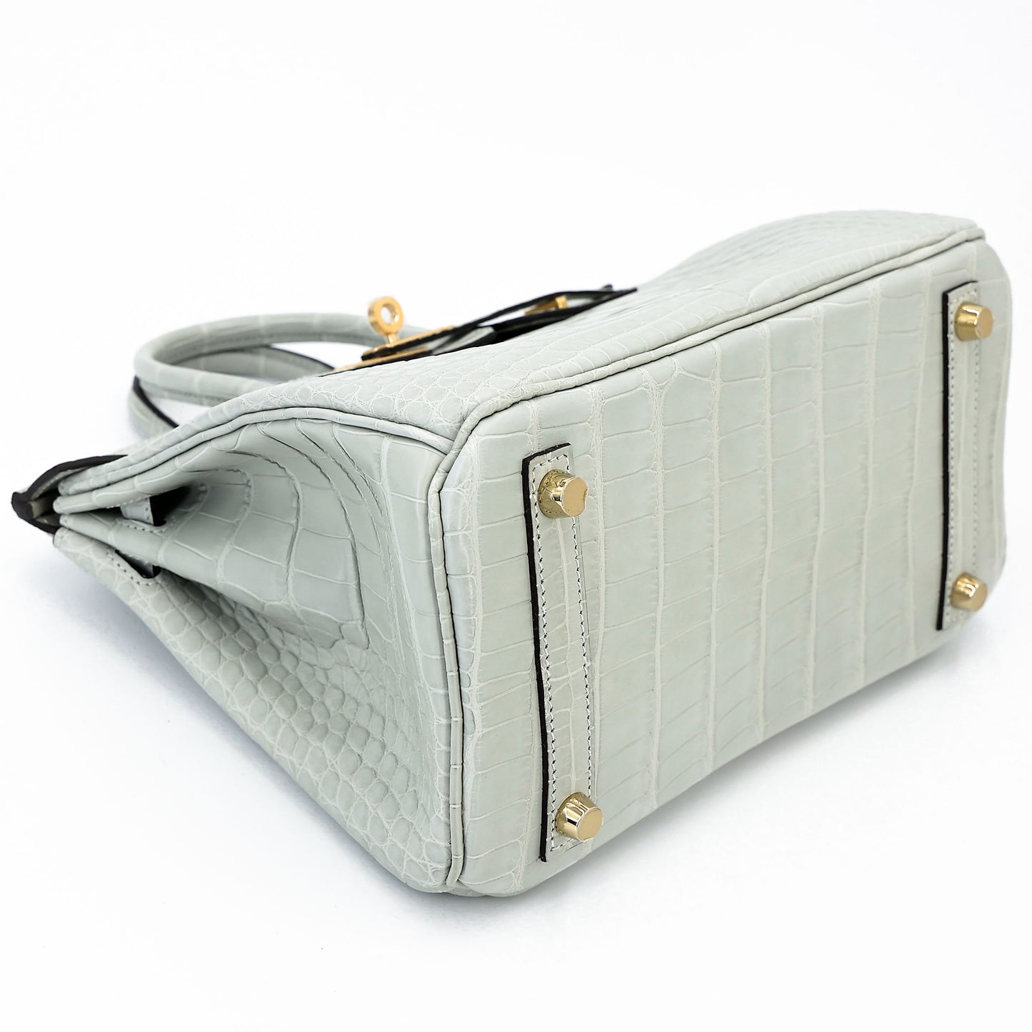 HERMÈS Birkin 25 Gris Neve (0W) Matte Alligator Gold hardware K (2025)