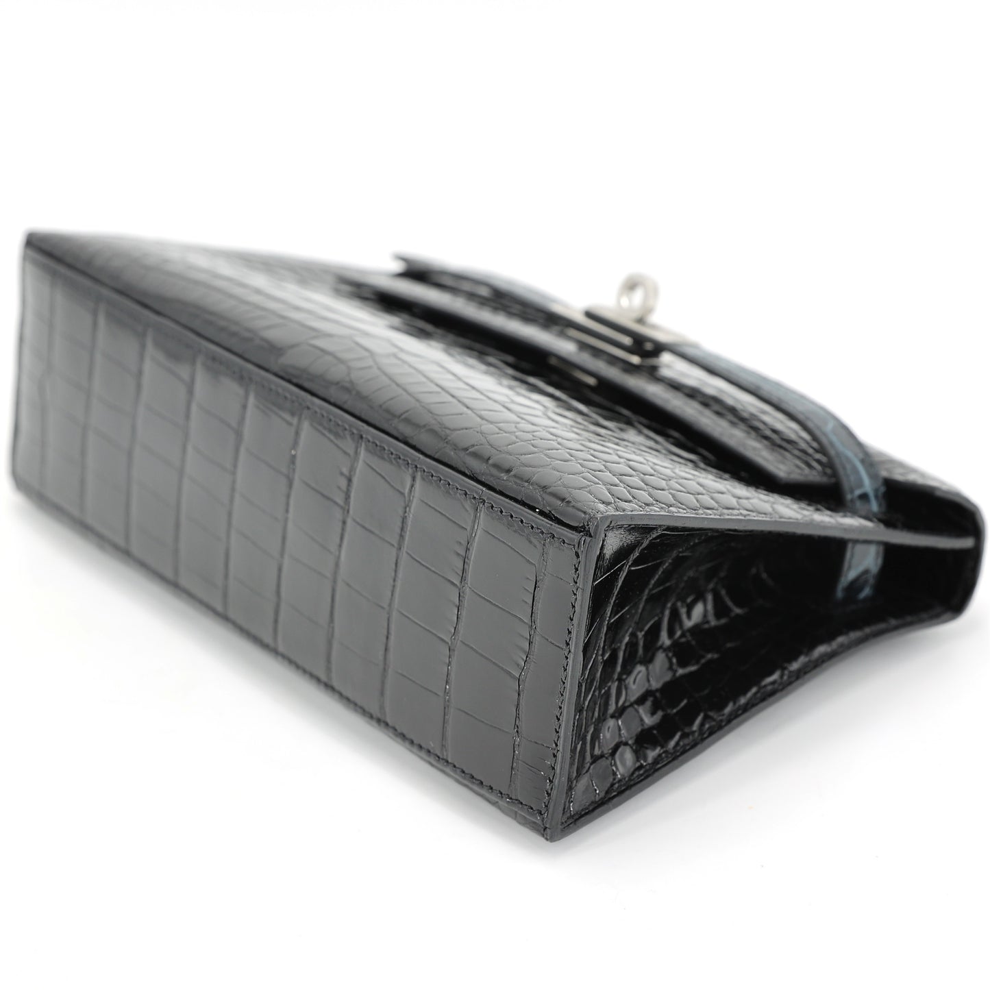 HERMÈS Special Order Kelly Pochette HSS Vert Rousseau (V0) Noir (89) Shiny Alligator Palladium hardware K (2025)