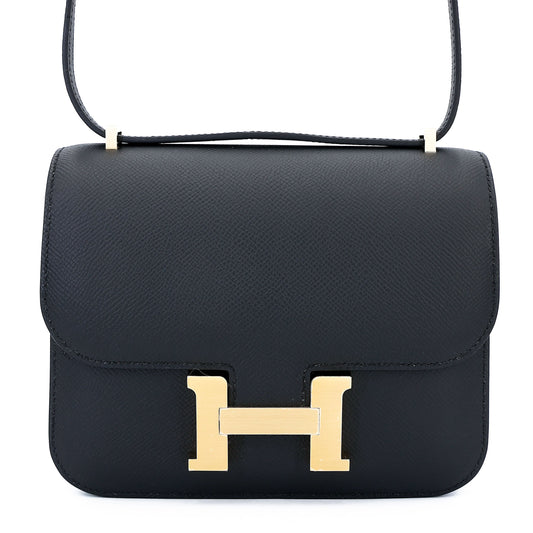 HERMÈS Constance Mini Noir (89) Epsom Brushed Gold hardware K (2025)