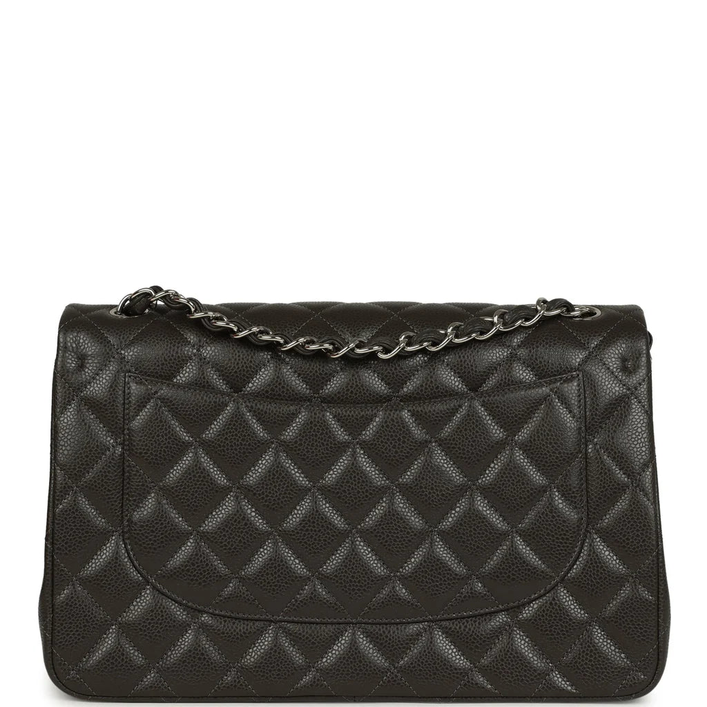 Chanel Jumbo Classic Double Flap Bag Dark Grey Caviar Silver Hardware