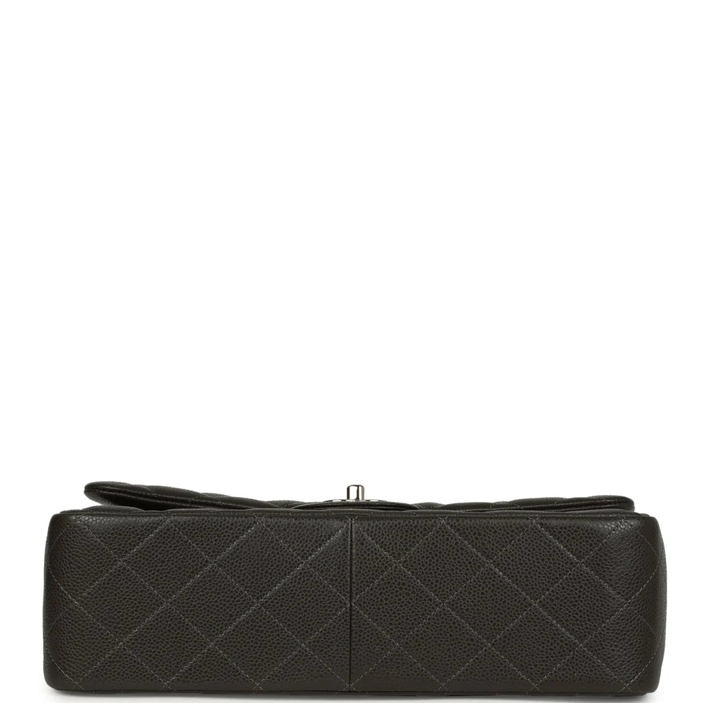 Chanel Jumbo Classic Double Flap Bag Dark Grey Caviar Silver Hardware