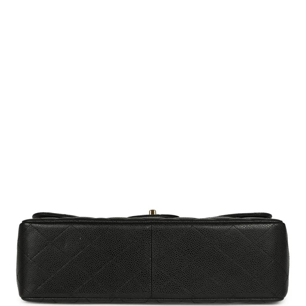 Chanel Jumbo Classic Single Flap Bag Black Caviar Gold Hardware