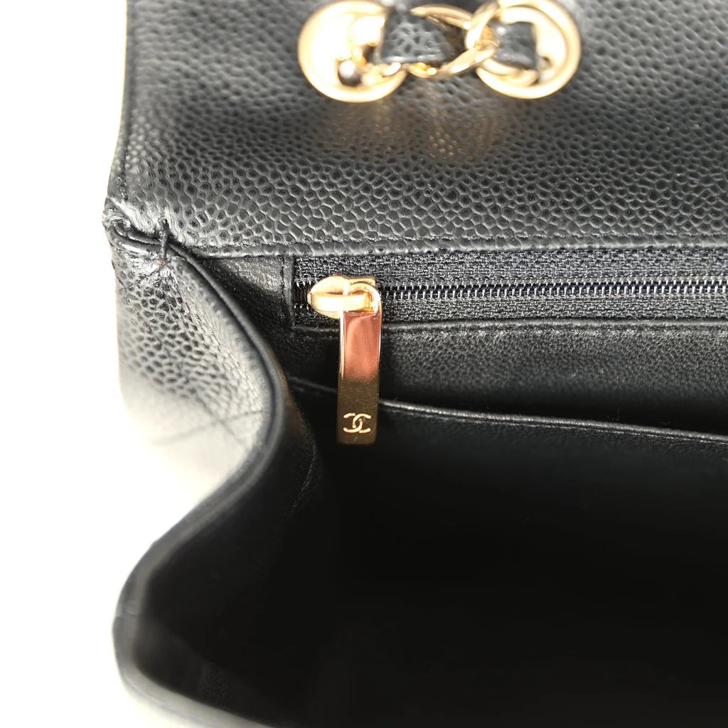 Chanel Jumbo Classic Single Flap Bag Black Caviar Gold Hardware