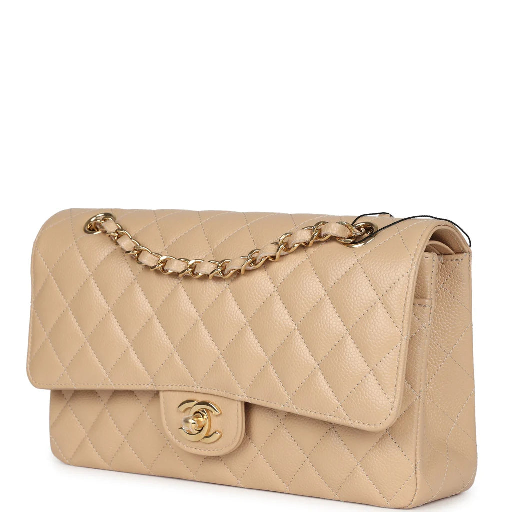 Chanel Medium Classic Double Flap Beige Caviar Gold Hardware 2025