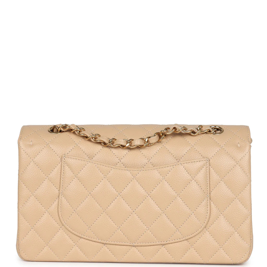 Chanel Medium Classic Double Flap Beige Caviar Gold Hardware 2025
