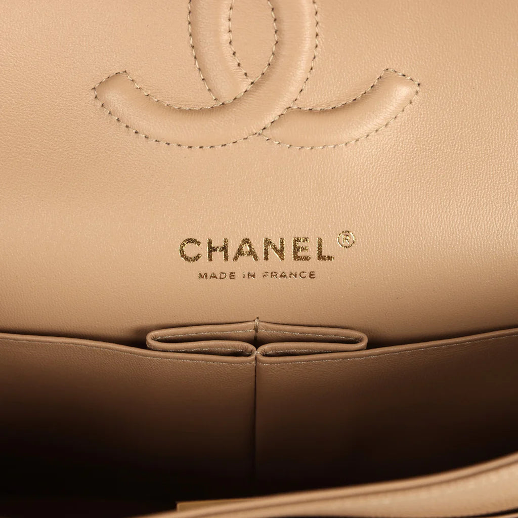 Chanel Medium Classic Double Flap Bag Light Brown Caviar Light Gold Hardware 2025