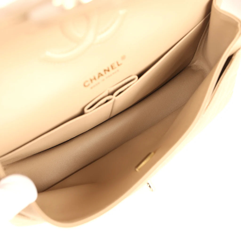 Chanel Medium Classic Double Flap Bag Light Brown Caviar Light Gold Hardware 2025