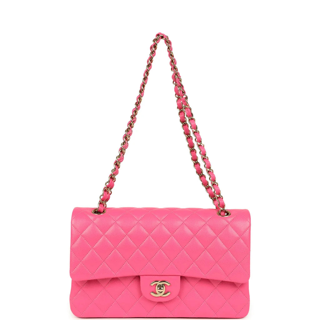Chanel Medium Classic Double Flap Pink Caviar Light Gold Hardware