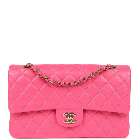 Chanel Medium Classic Double Flap Pink Caviar Light Gold Hardware