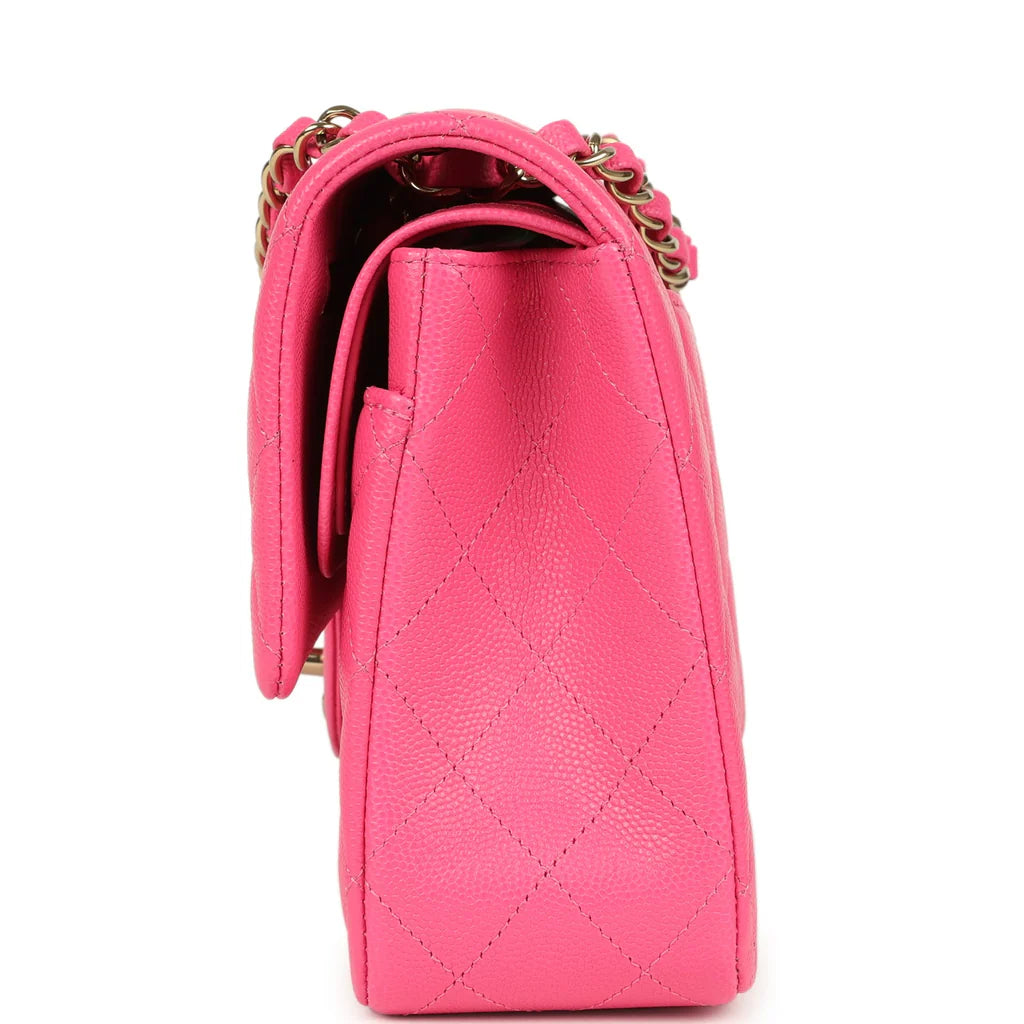 Chanel Medium Classic Double Flap Pink Caviar Light Gold Hardware