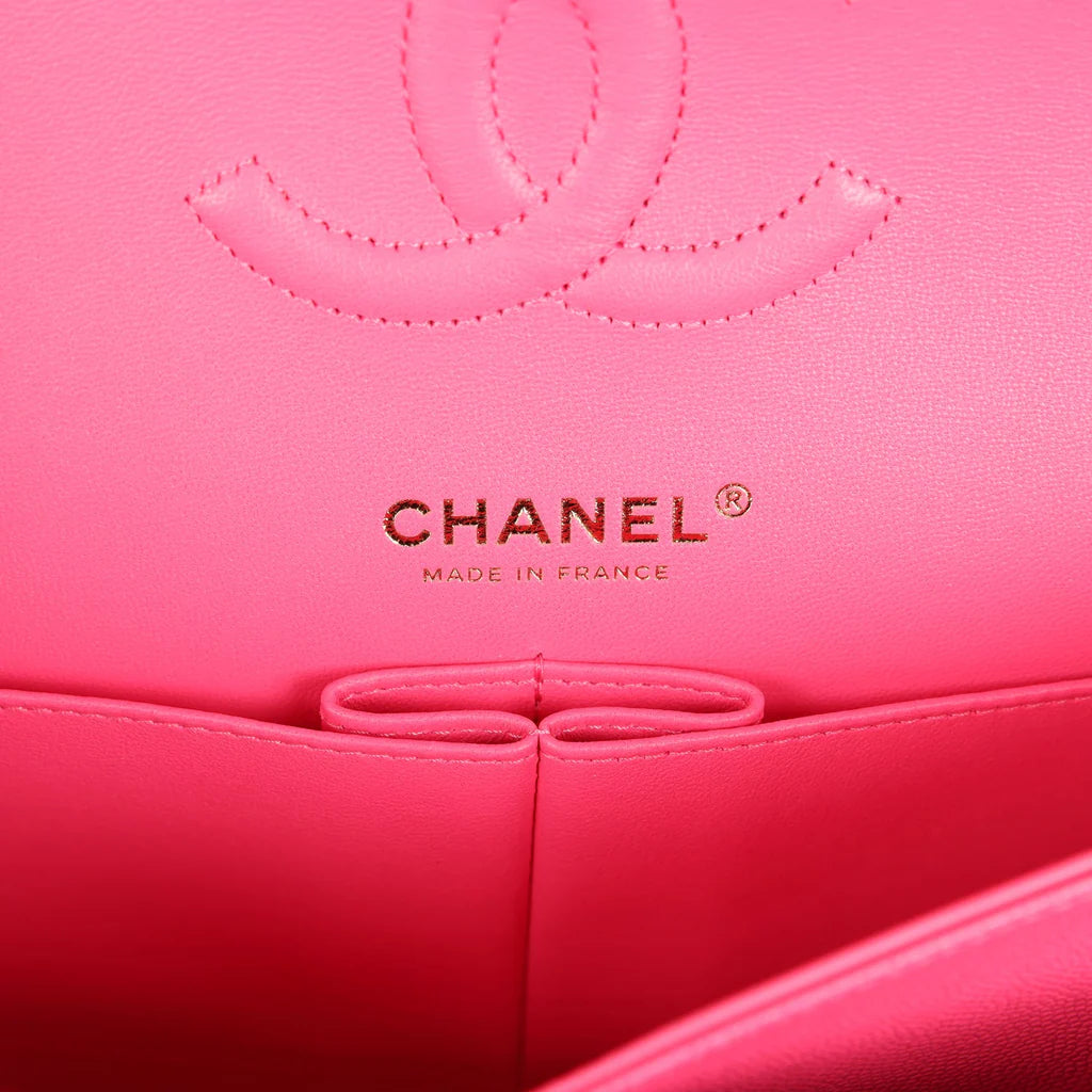 Chanel Medium Classic Double Flap Pink Caviar Light Gold Hardware