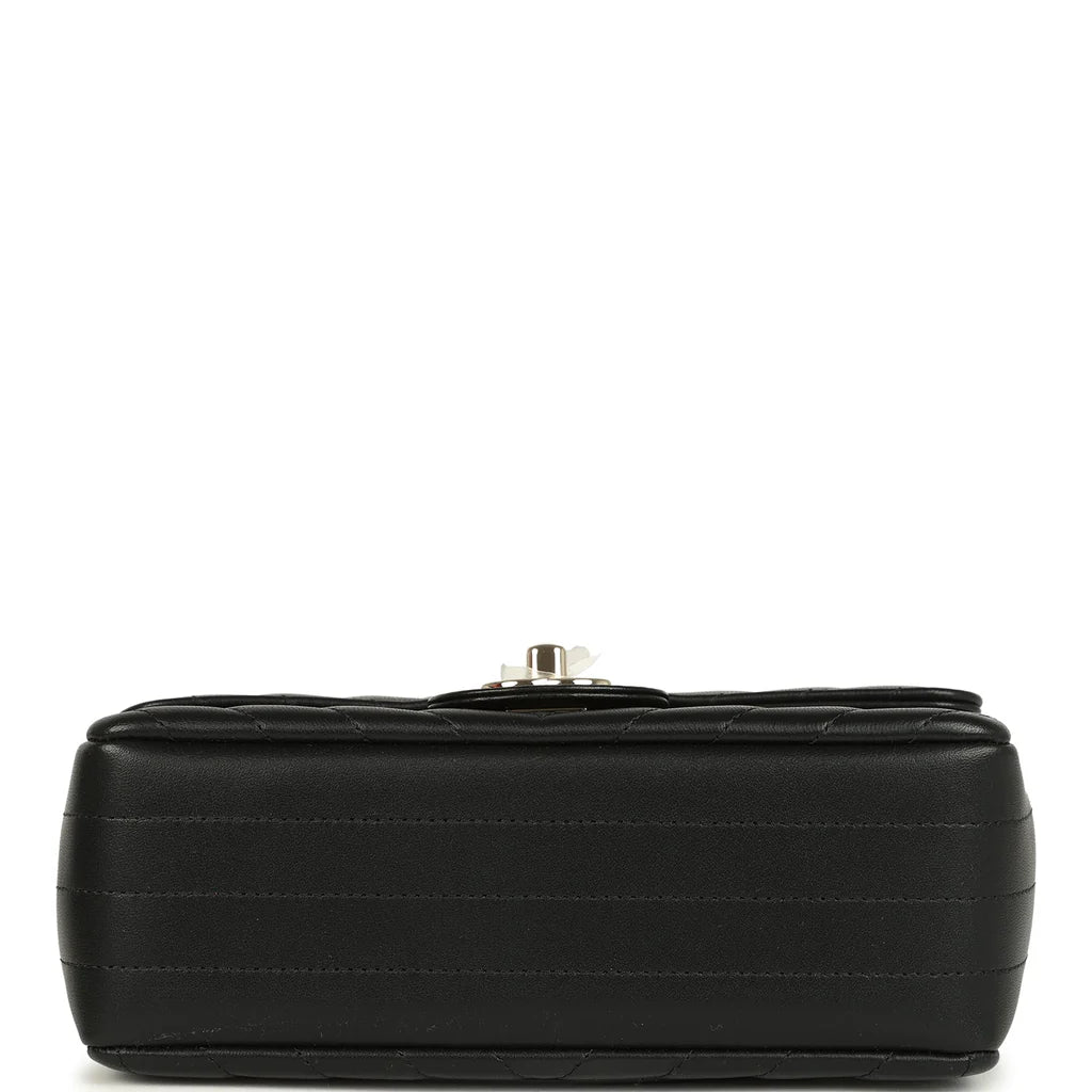 Chanel Mini Chevron Classic Rectangular Flap Bag Black Lambskin Light Gold Hardware