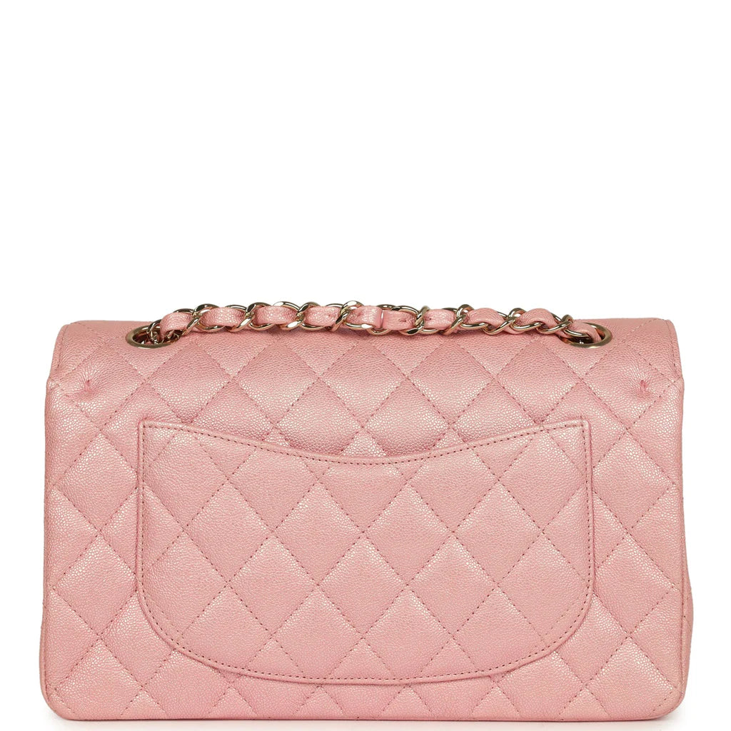Chanel Small Classic Double Flap Bag Pink Iridescent Caviar Light Gold Hardware