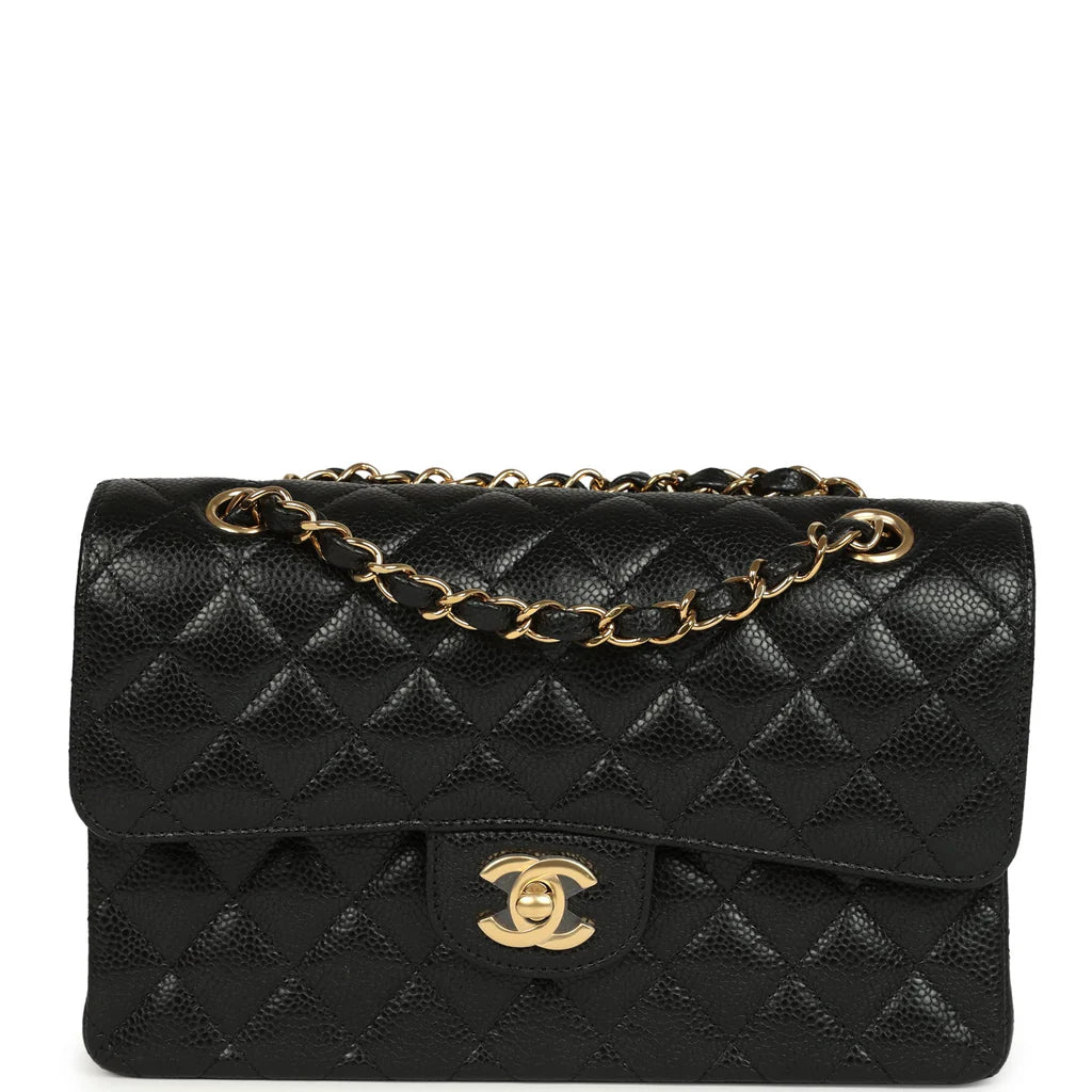 Chanel Small Classic Double Flap Bag Black Caviar Gold Hardware 2025