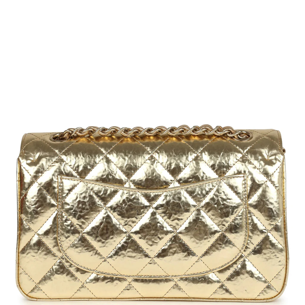 Chanel Small Classic Double Flap Gold Hammered Metallic Calfskin Brushed Gold Hardware 2025