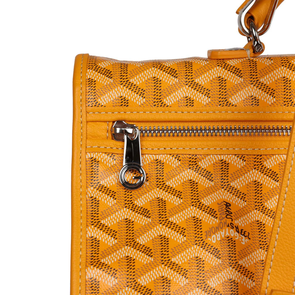 Goyard Saint Léger Backpack Yellow Goyardine Canvas Palladium Hardware