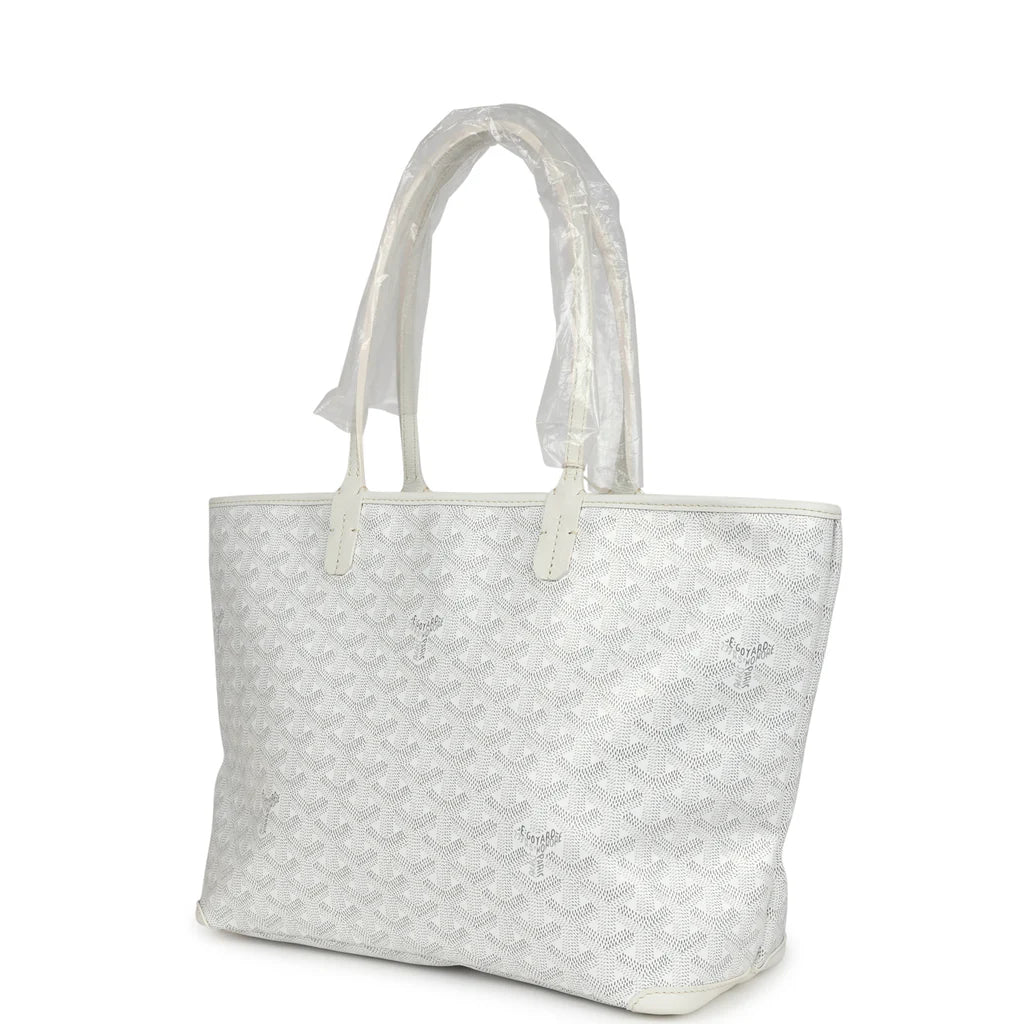 Goyard Goyardine White Artois Tote PM Palladium Hardware