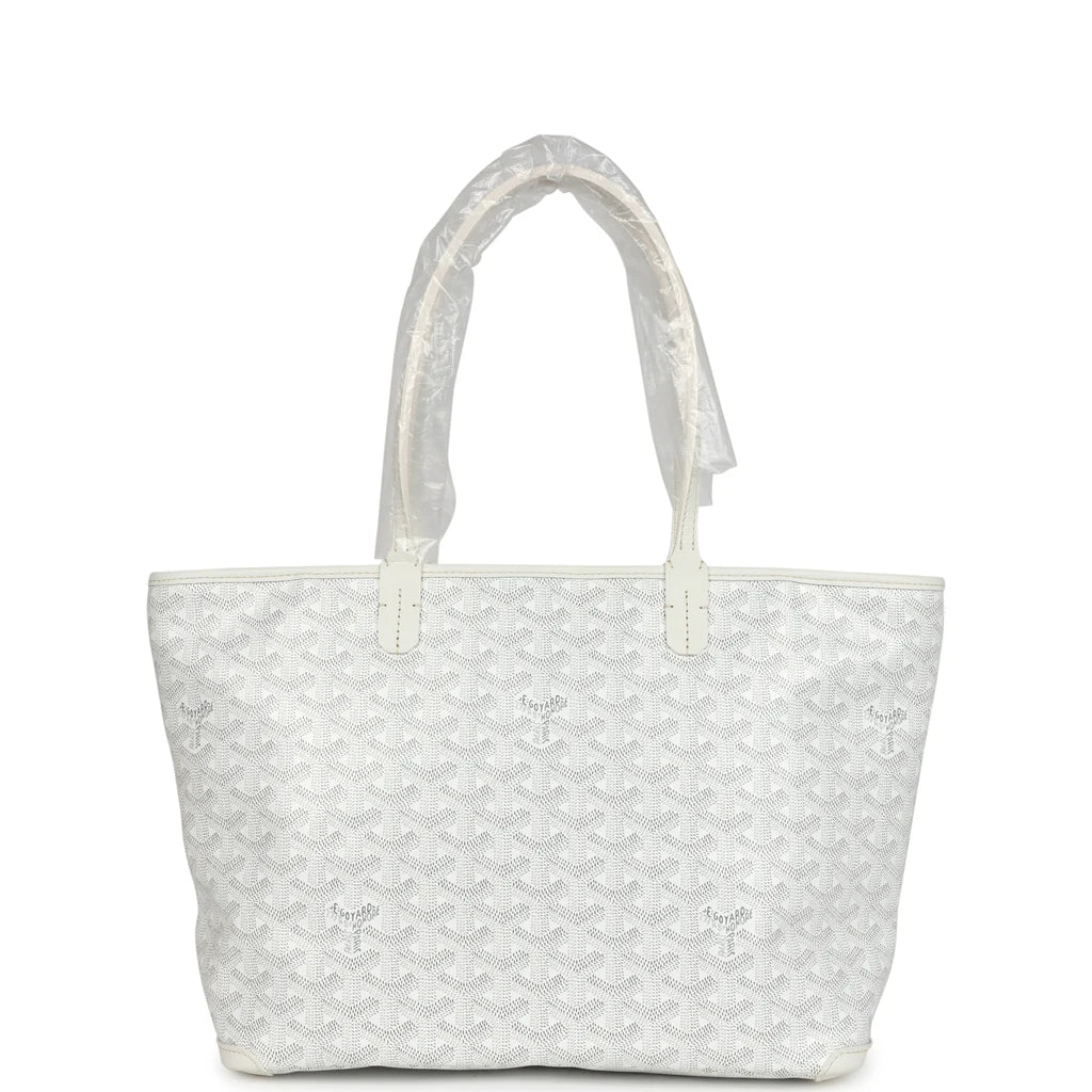 Goyard Goyardine White Artois Tote PM Palladium Hardware