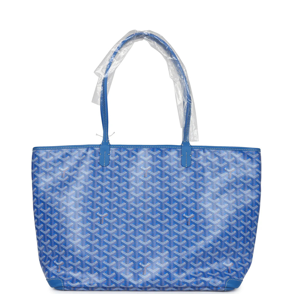 Goyard Goyardine Canvas Sky Blue Artois MM Tote Palladium Hardware