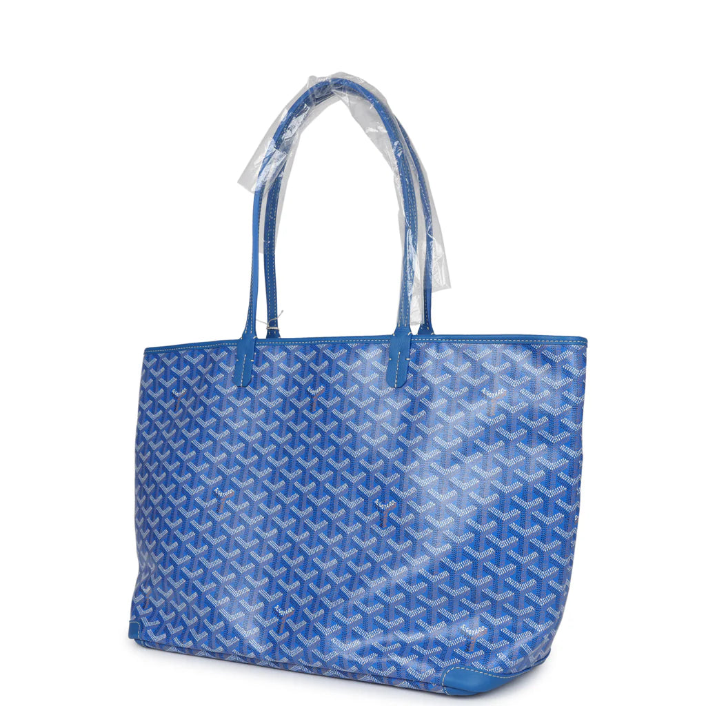 Goyard Goyardine Canvas Sky Blue Artois MM Tote Palladium Hardware