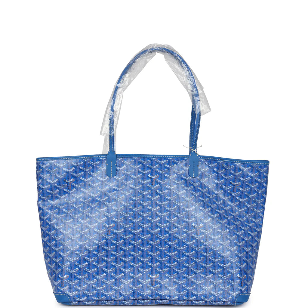 Goyard Goyardine Canvas Sky Blue Artois MM Tote Palladium Hardware