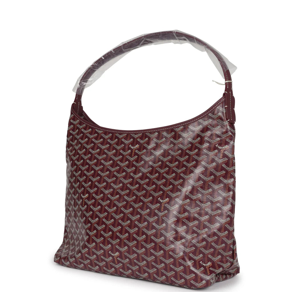 Goyard Goyardine Burgundy Boheme Hobo Bag Palladium Hardware