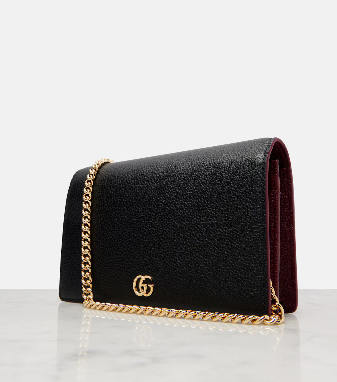 Gucci GG Petite Marmont leather wallet on chain 2025