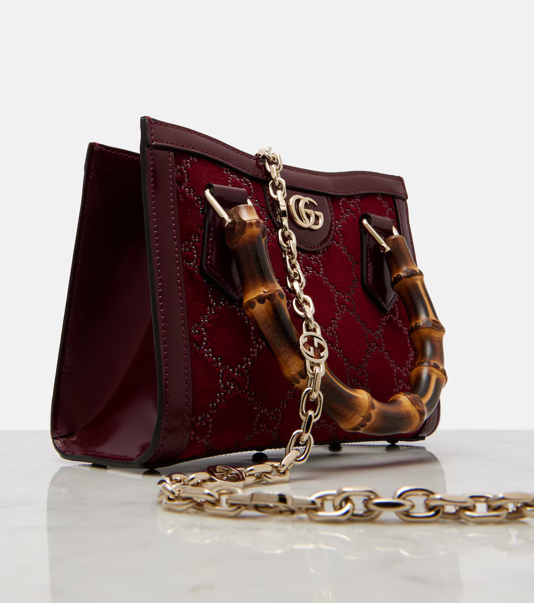 Gucci Gucci Diana GG Crystal velvet tote bag 2025