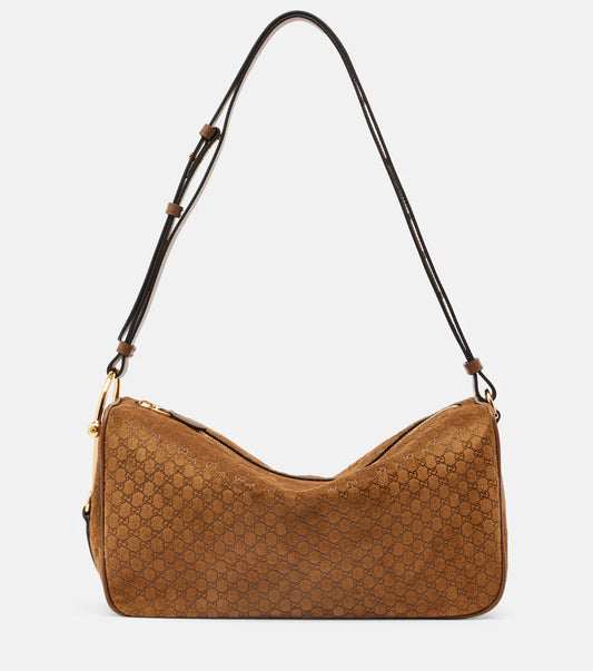 Gucci Half Horsebit Medium suede shoulder bag 2025