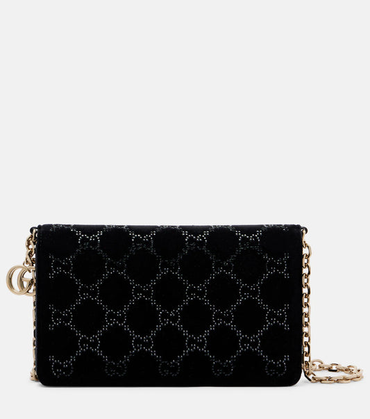 Gucci Gucci GG Crystal velvet wallet on chain 2025